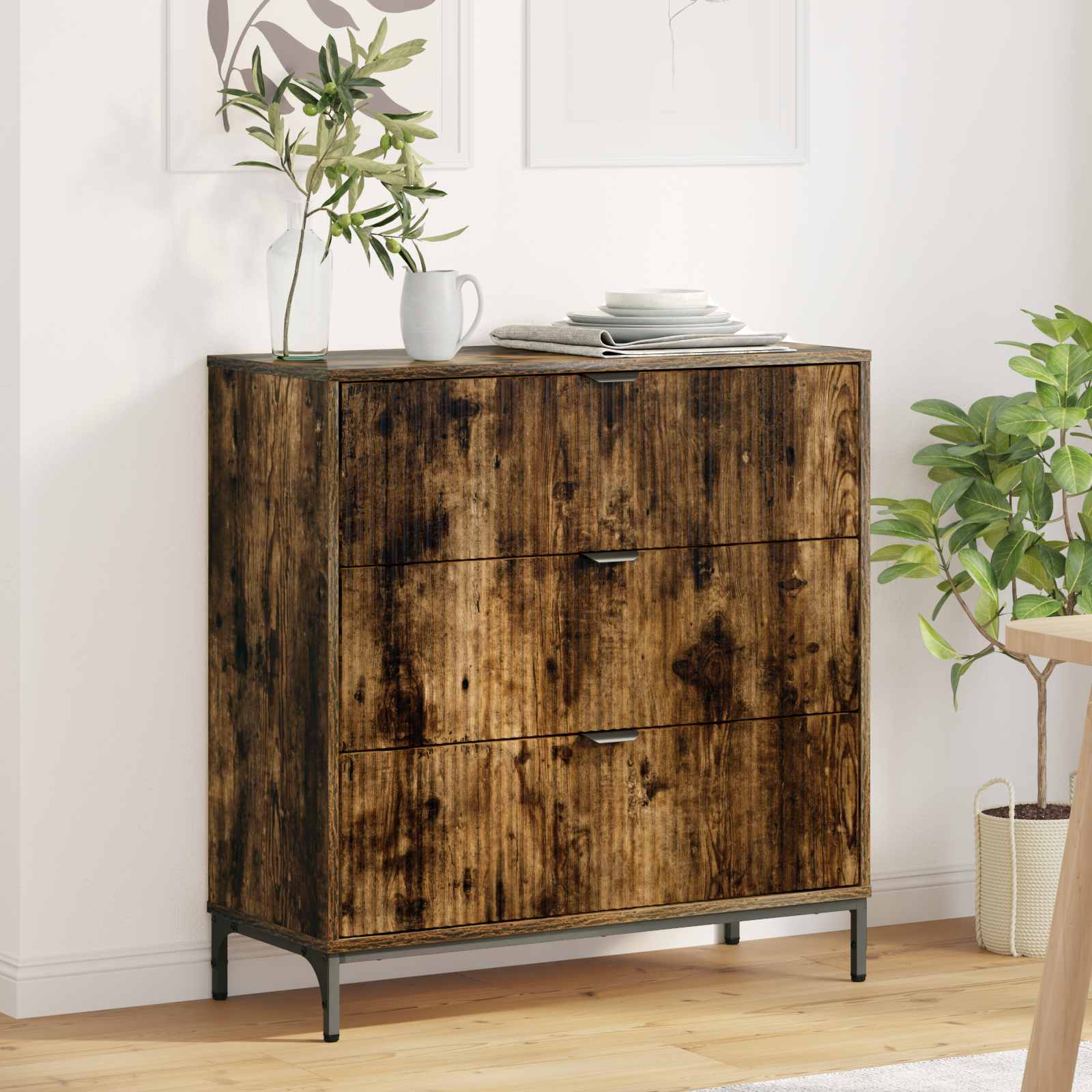 vidaXL Dressoir met lade Wit 79.5 x 33 x 82 cm Bewerkt hout