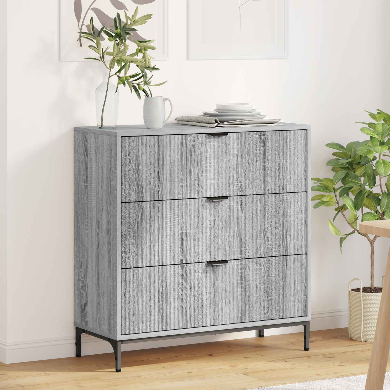 vidaXL Dressoir met lade Wit 79.5 x 33 x 82 cm Bewerkt hout