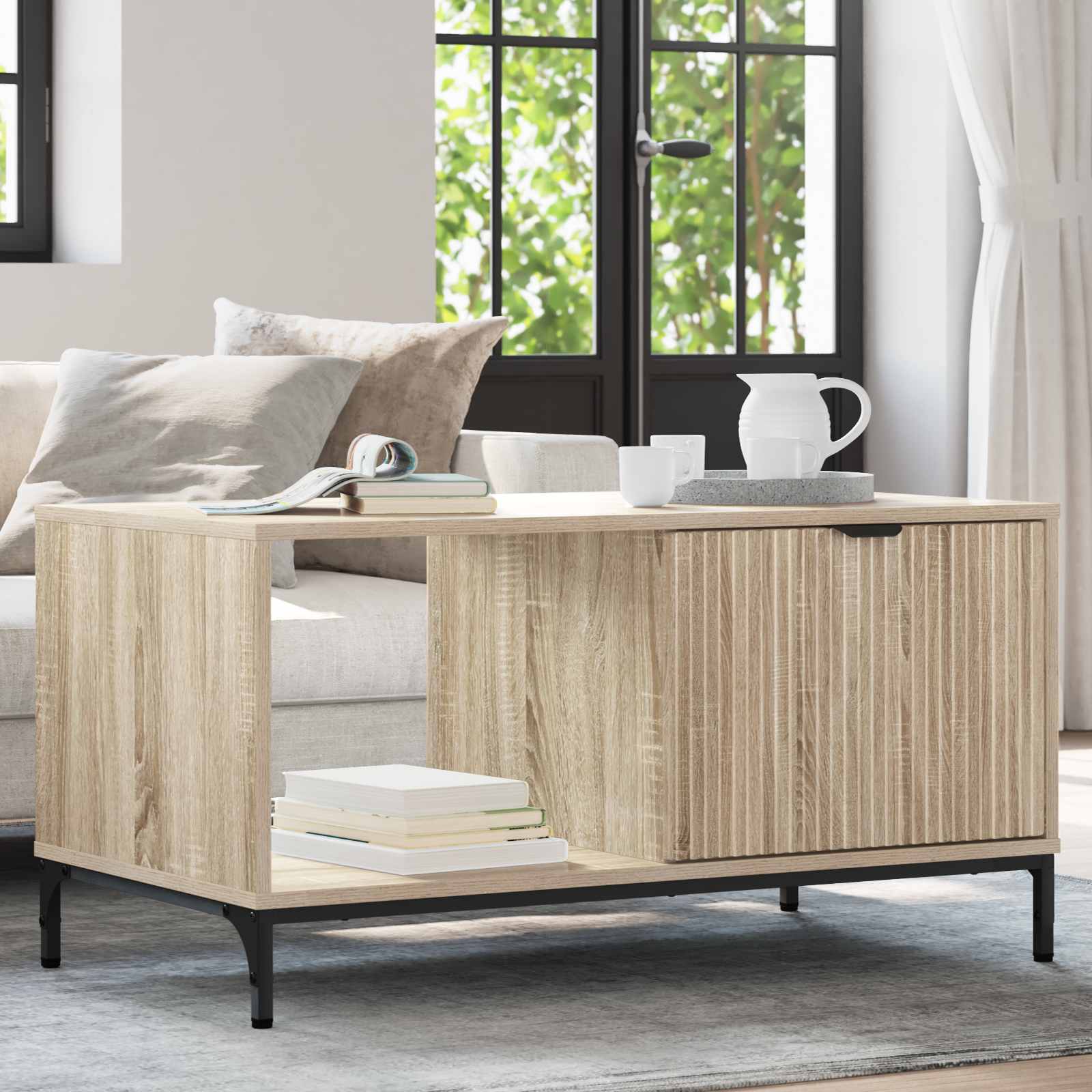 vidaXL Salontafel Wit 90 x 49 x 46 cm Bewerkt hout