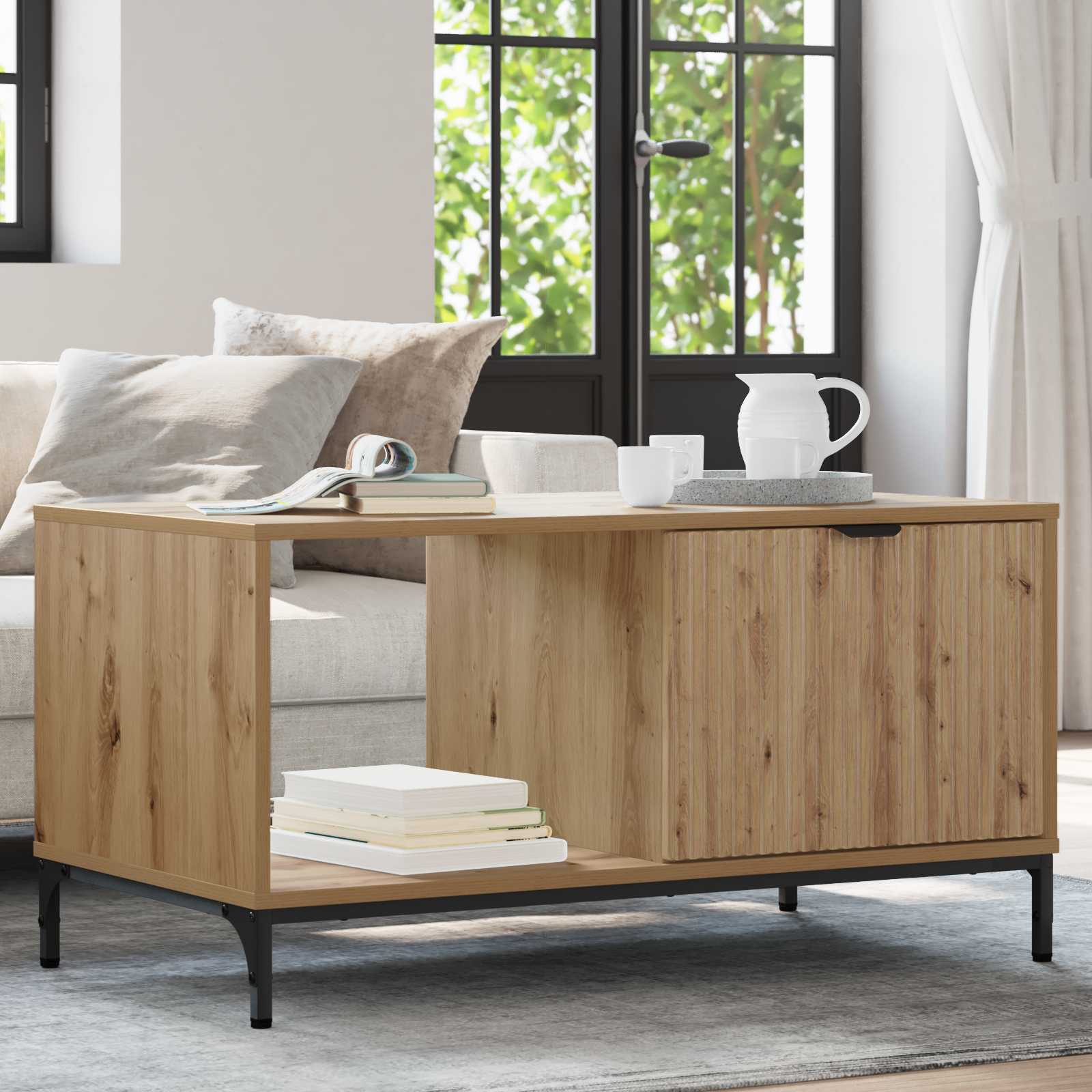 vidaXL Salontafel Wit 90 x 49 x 46 cm Bewerkt hout