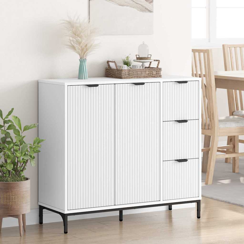 vidaXL Dressoir met lade Wit 89,5 x 33 x 82 cm Bewerkt hout