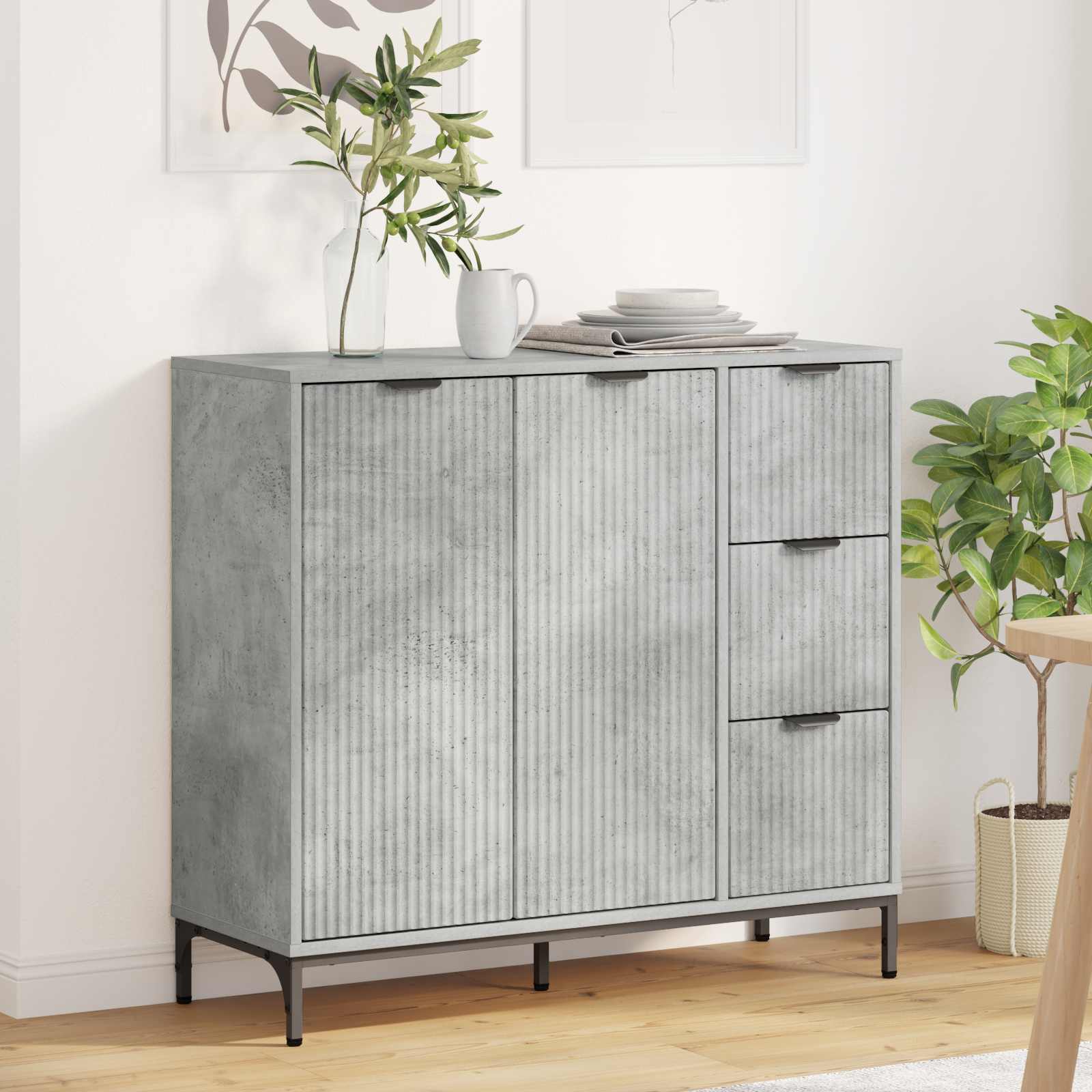 vidaXL Dressoir met lade Wit 89,5 x 33 x 82 cm Bewerkt hout