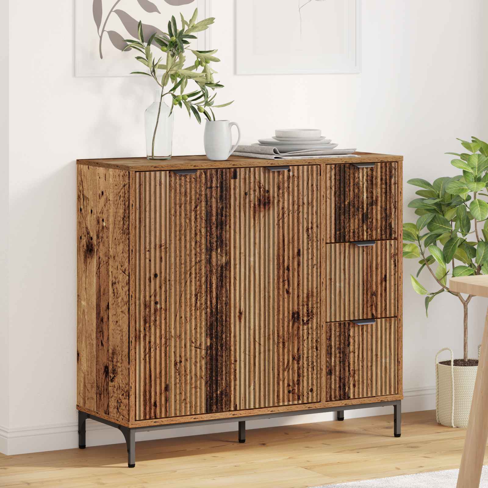 vidaXL Dressoir met lade Wit 89,5 x 33 x 82 cm Bewerkt hout