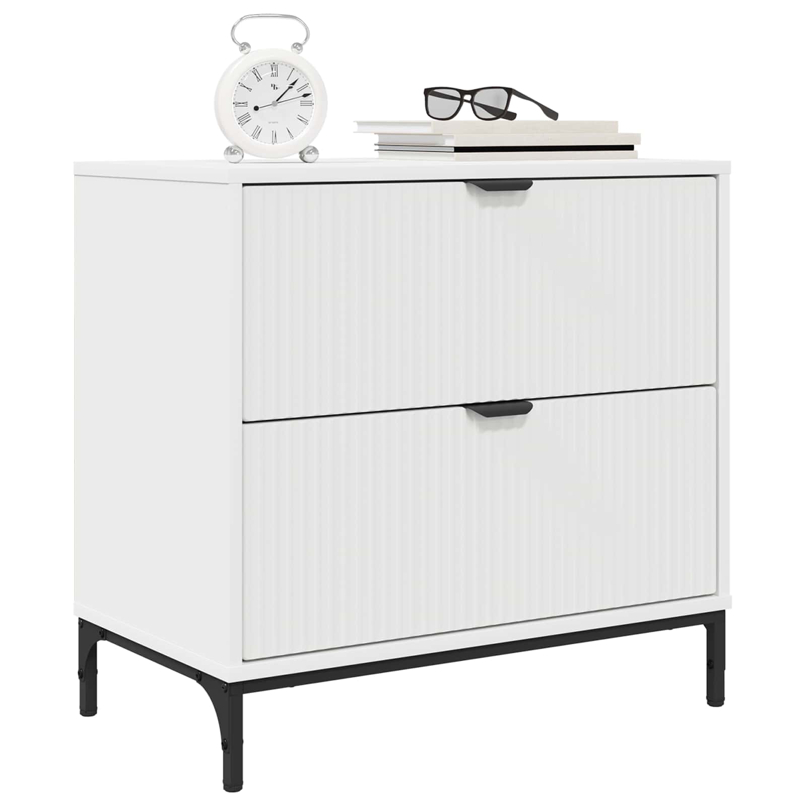 vidaXL Nachtkastje met lade Wit 63.5 x 36 x 61 cm Bewerkt hout