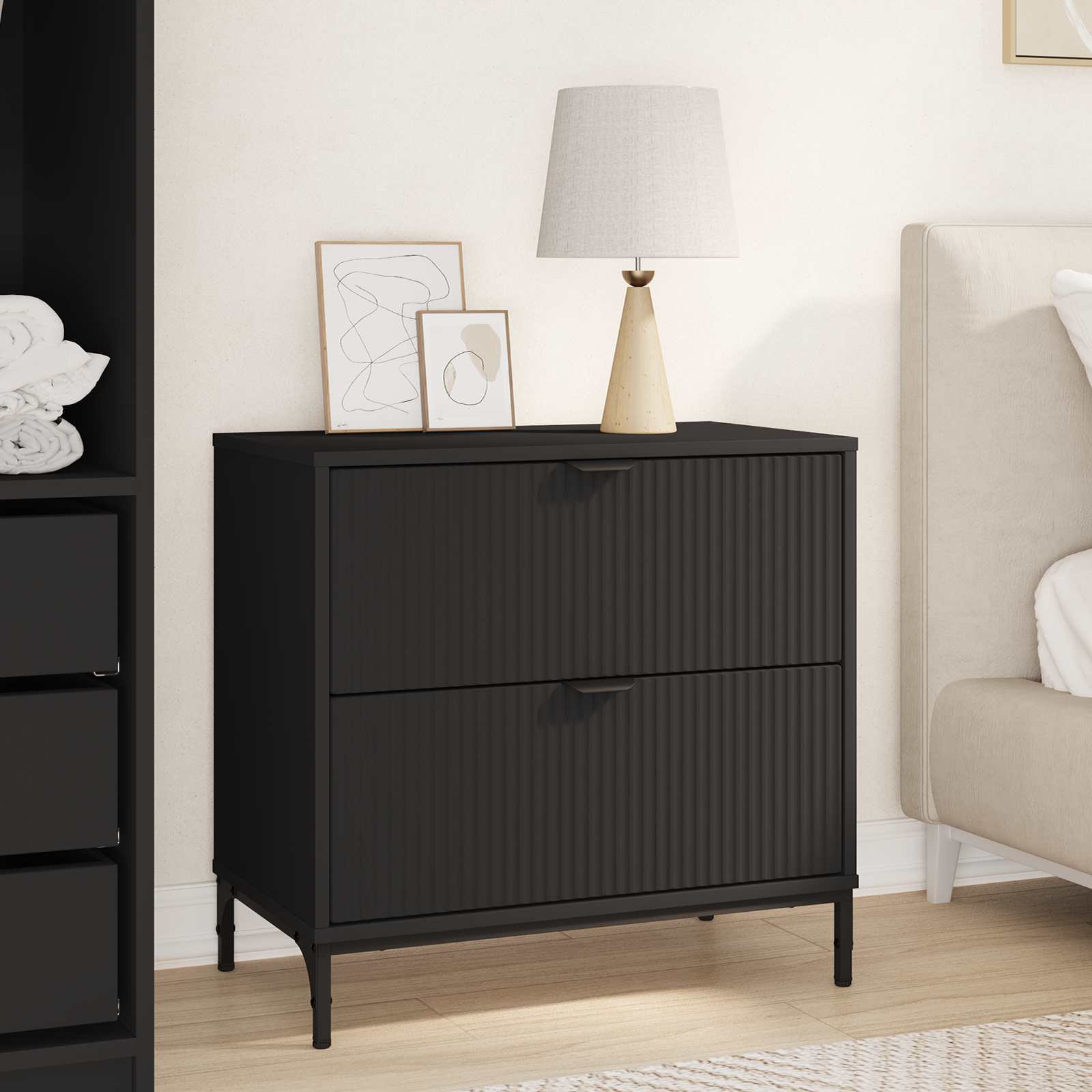 vidaXL Nachtkastje met lade Wit 63.5 x 36 x 61 cm Bewerkt hout
