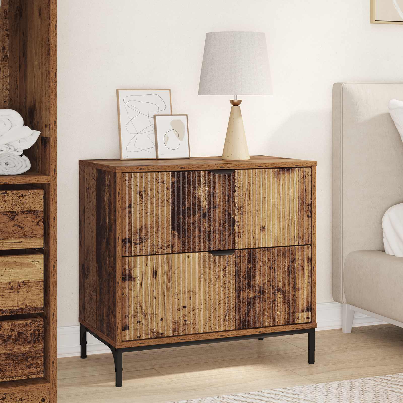 vidaXL Nachtkastje met lade Wit 63.5 x 36 x 61 cm Bewerkt hout