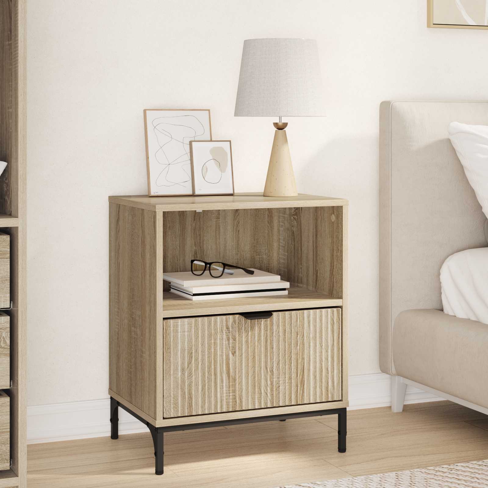 vidaXL Nachtkastje met lade Wit 49 x 36 x 61 cm Bewerkt hout
