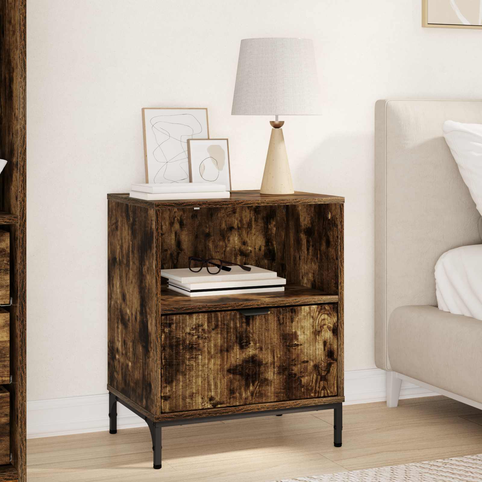 vidaXL Nachtkastje met lade Wit 49 x 36 x 61 cm Bewerkt hout