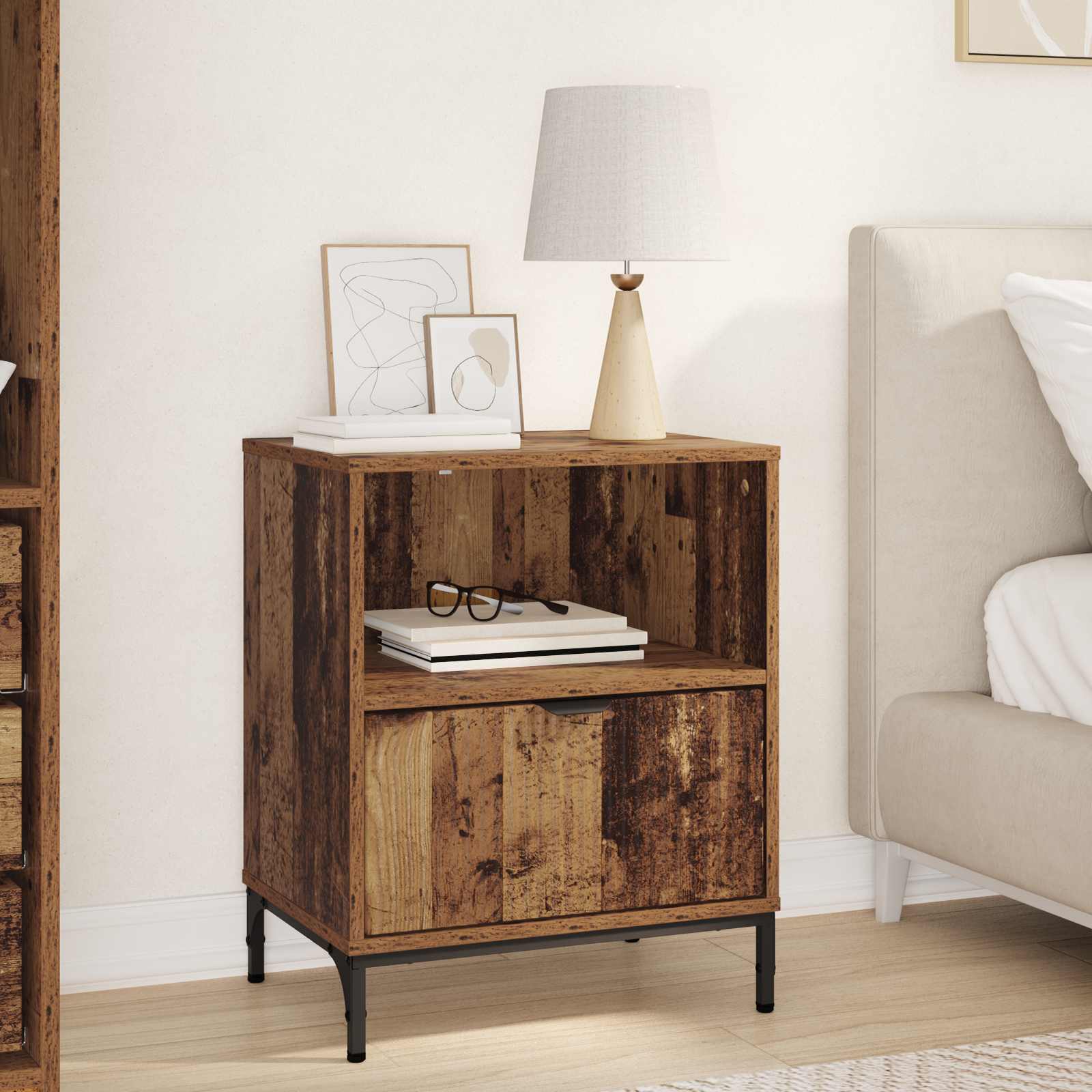 vidaXL Nachtkastje met lade Wit 49 x 36 x 61 cm Bewerkt hout