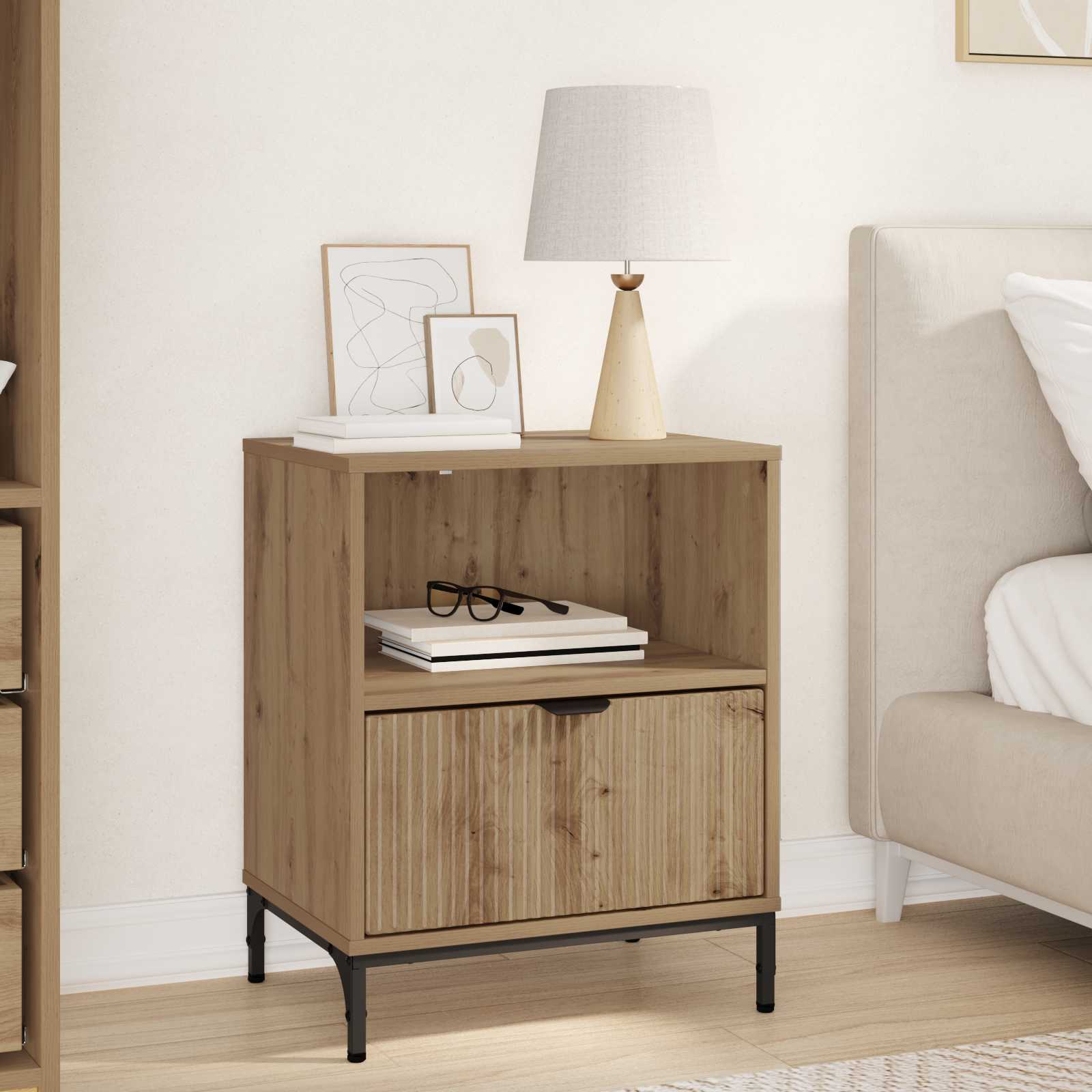 vidaXL Nachtkastje met lade Wit 49 x 36 x 61 cm Bewerkt hout