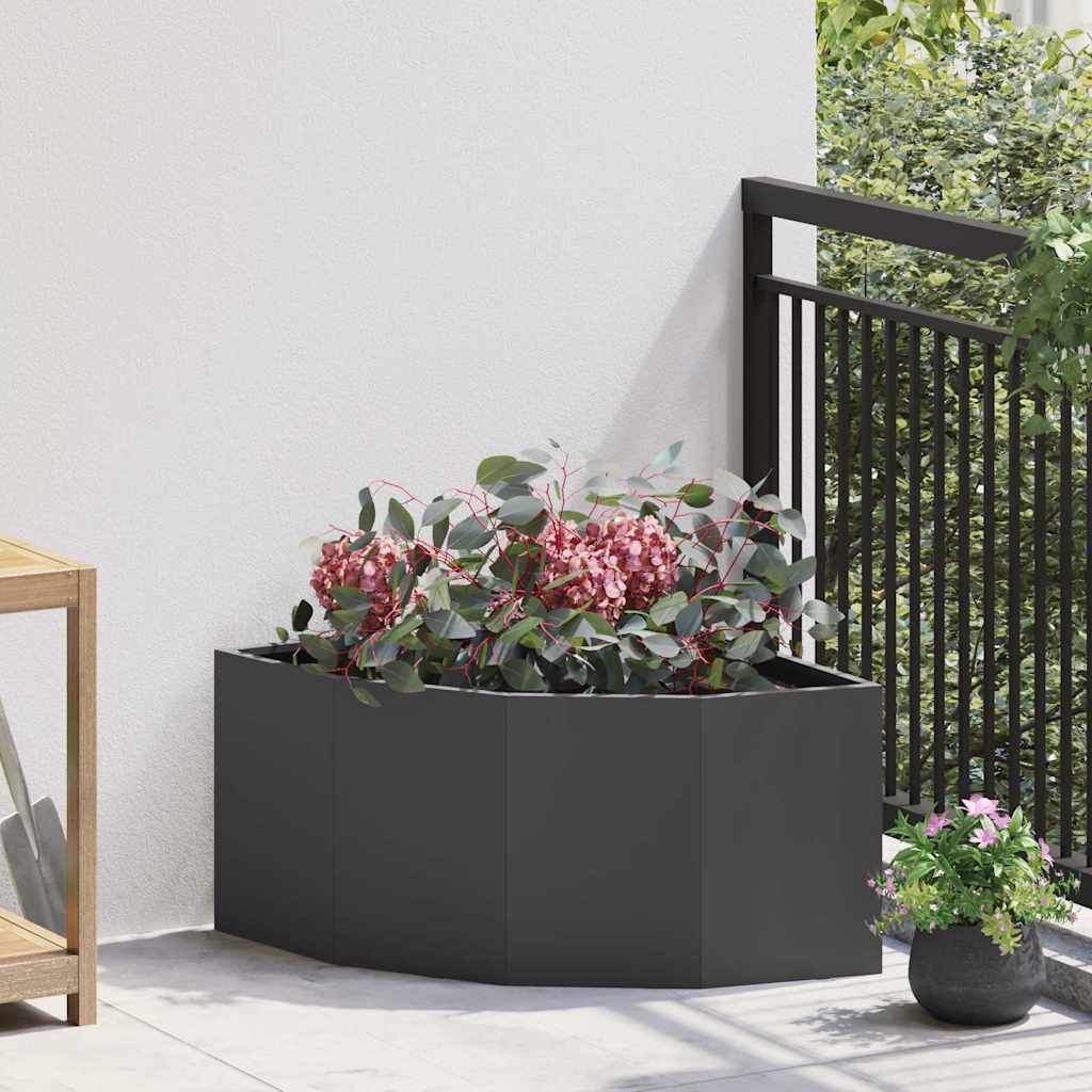 vidaXL Hoek Plantbak Zwart 60 x 60 x 35 cm Staal