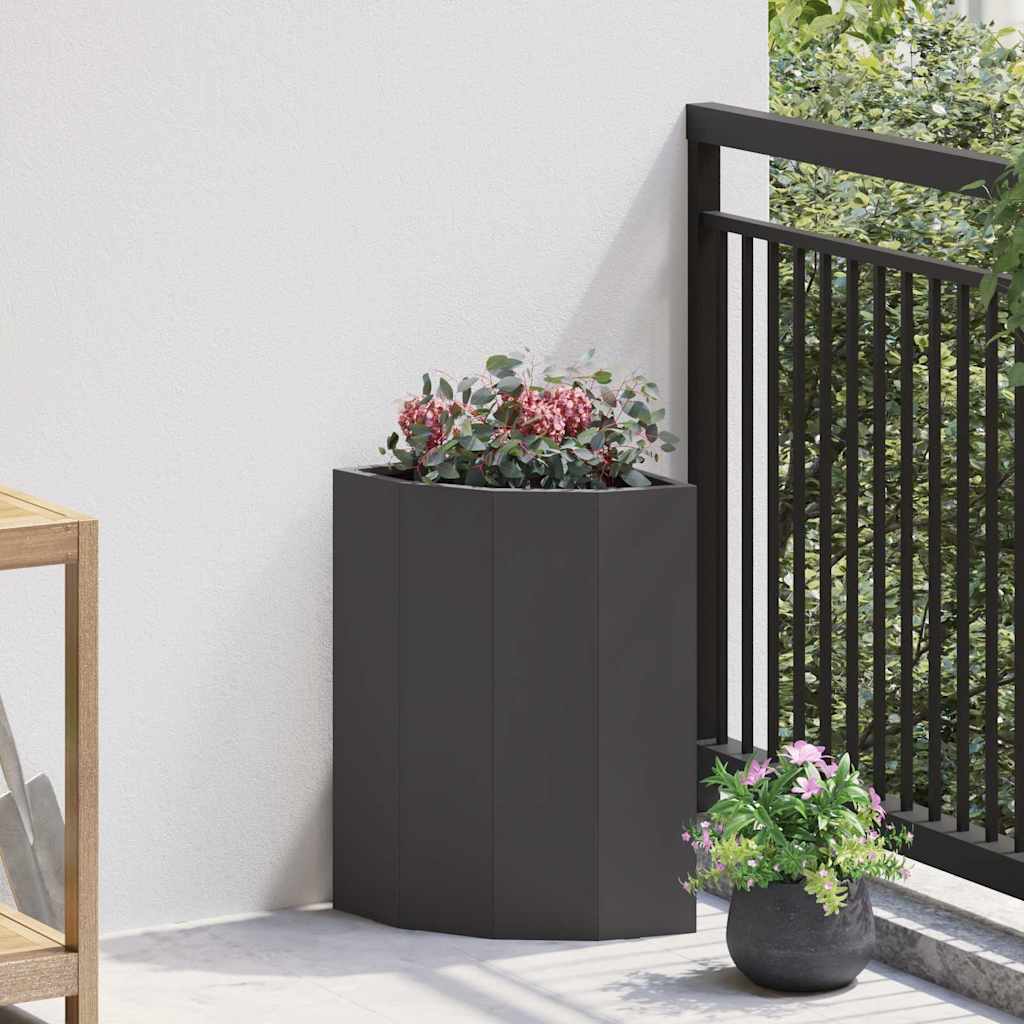 vidaXL Hoek Plantbak Zwart 60 x 60 x 35 cm Staal