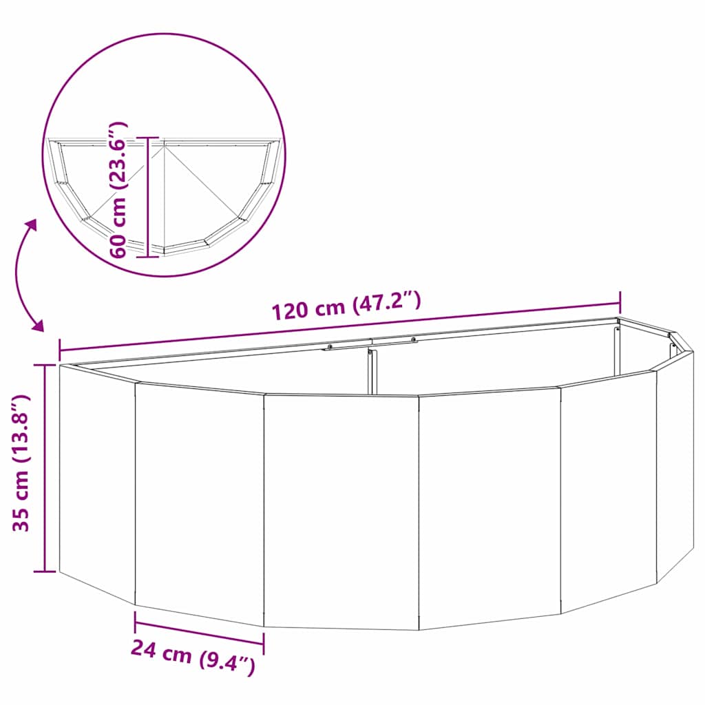 vidaXL Plantenbak Zwart 120 x 60 x 35 cm Staal