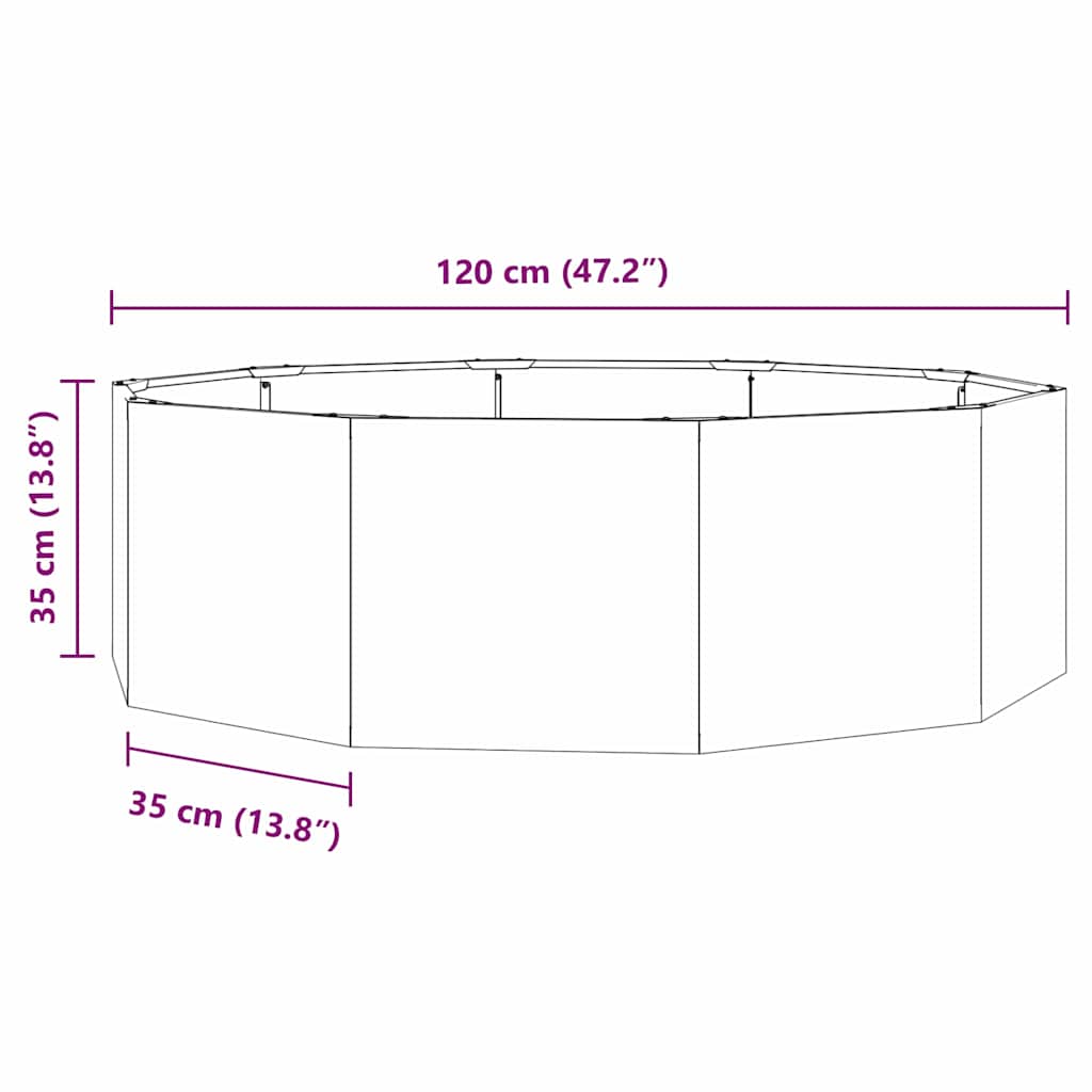 vidaXL Plantenbak Zwart 120 x 120 x 35 cm Staal
