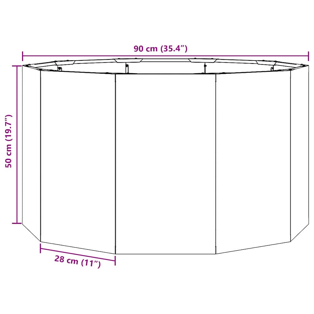 vidaXL Plantenbak Zwart 120 x 120 x 35 cm Staal