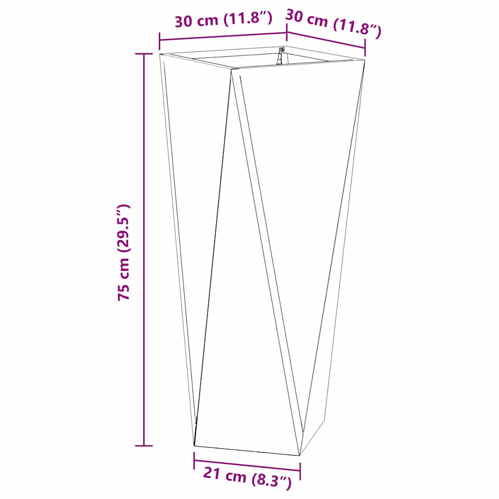 vidaXL Plantenbak Zwart 30 x 30 x 75 cm Staal