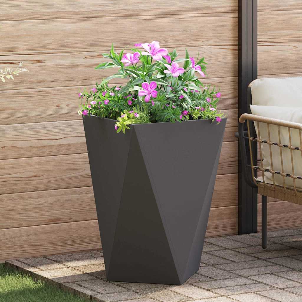 vidaXL Plantenbak Zwart 30 x 30 x 75 cm Staal