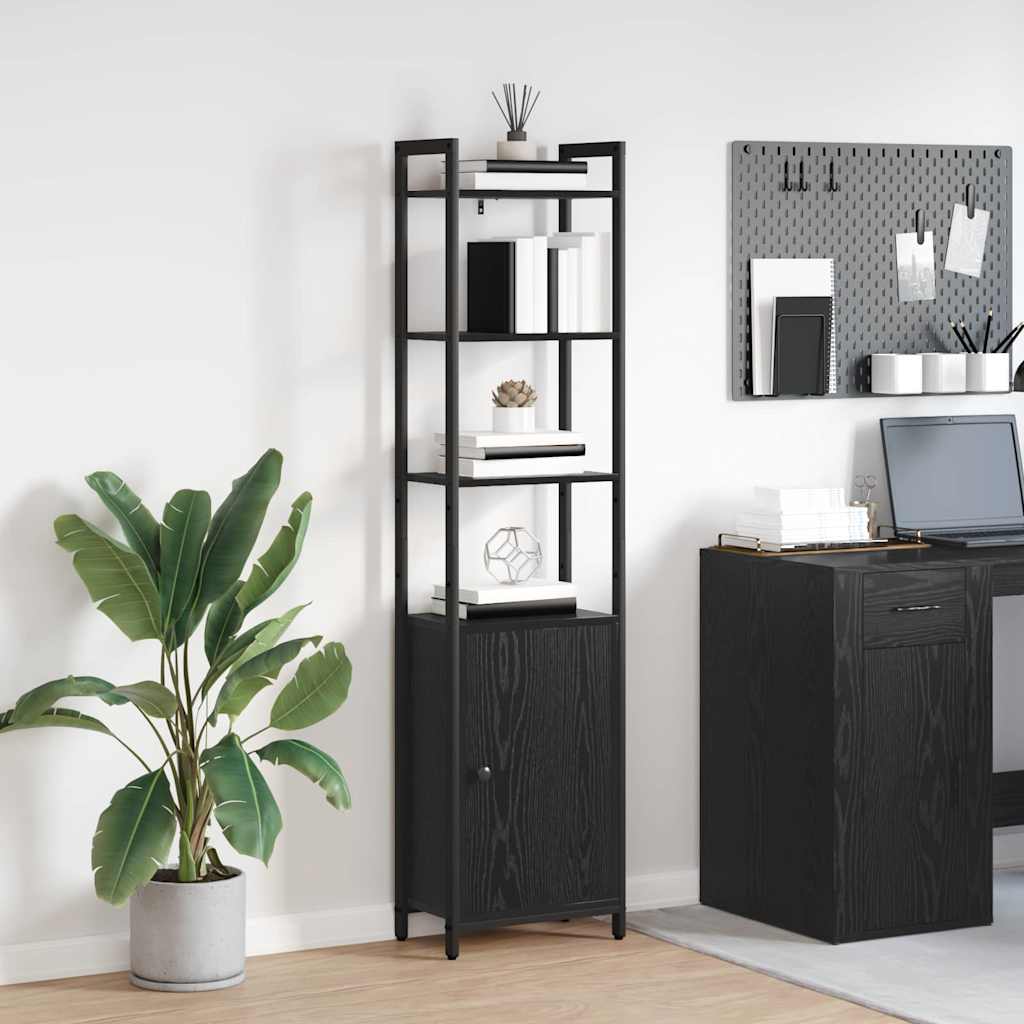 vidaXL Boekenkast Zwart Eiken 40 x 24 x 161 cm Bewerkt hout
