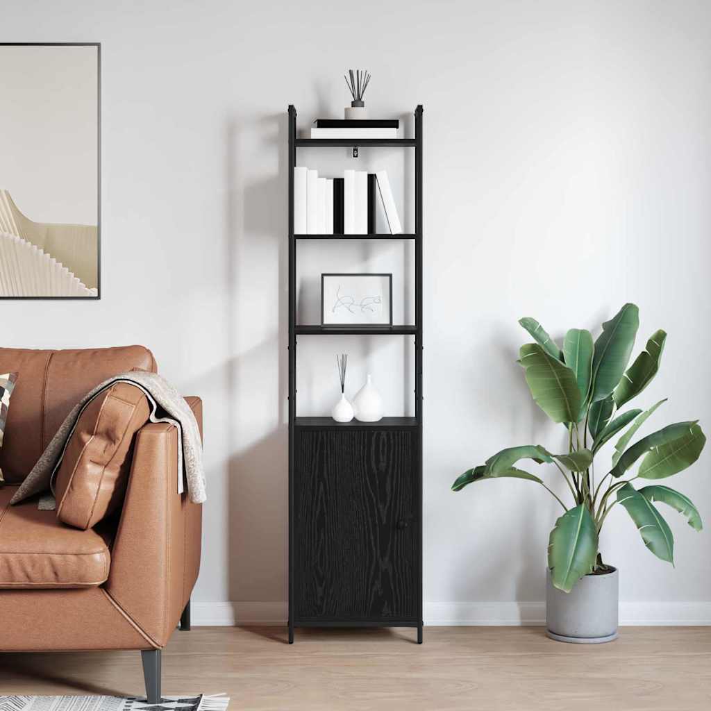 vidaXL Boekenkast Zwart Eiken 40 x 24 x 161 cm Bewerkt hout