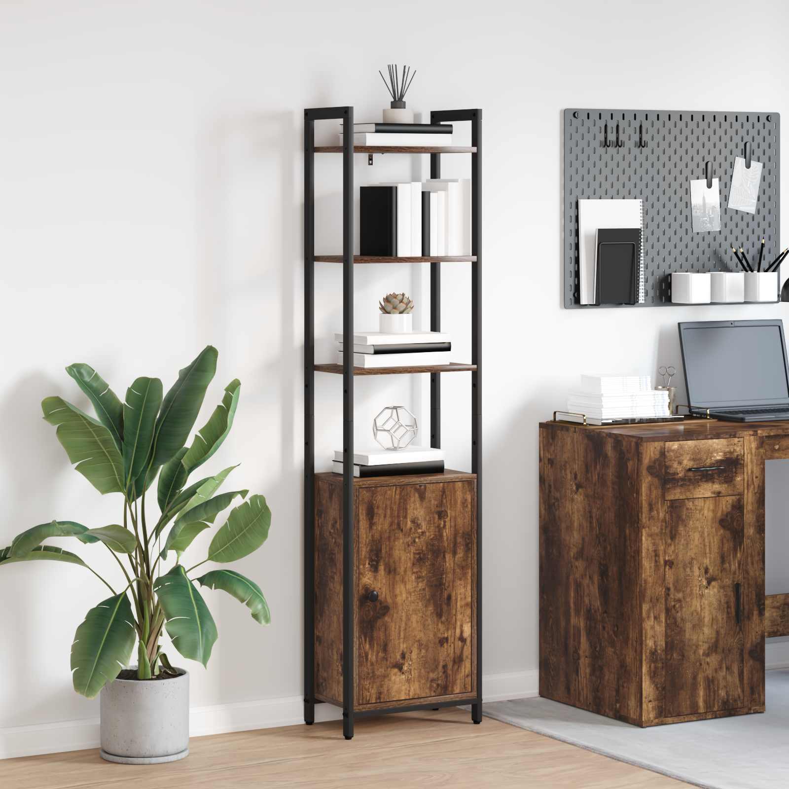 vidaXL Boekenkast Zwart Eiken 40 x 24 x 161 cm Bewerkt hout