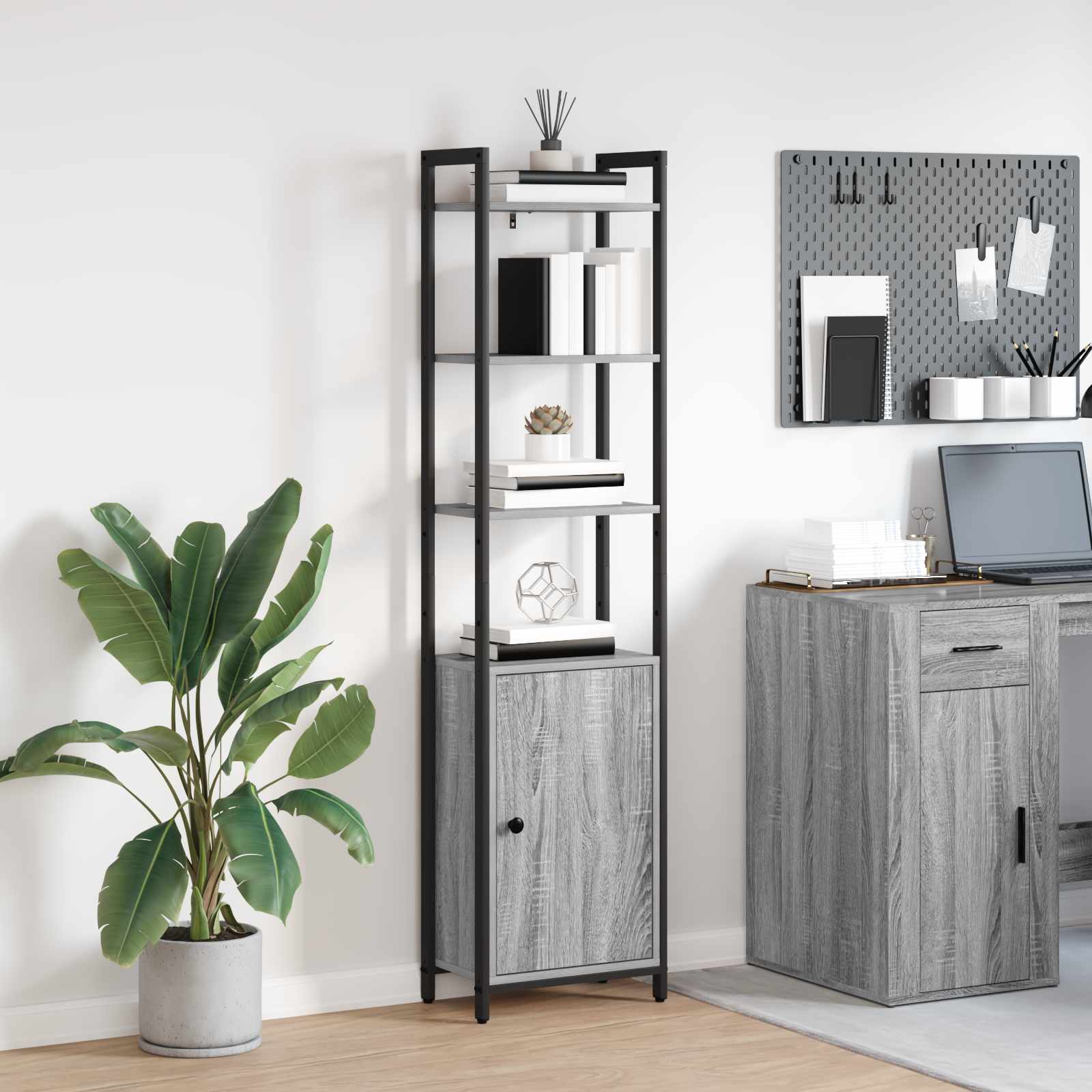 vidaXL Boekenkast Zwart Eiken 40 x 24 x 161 cm Bewerkt hout