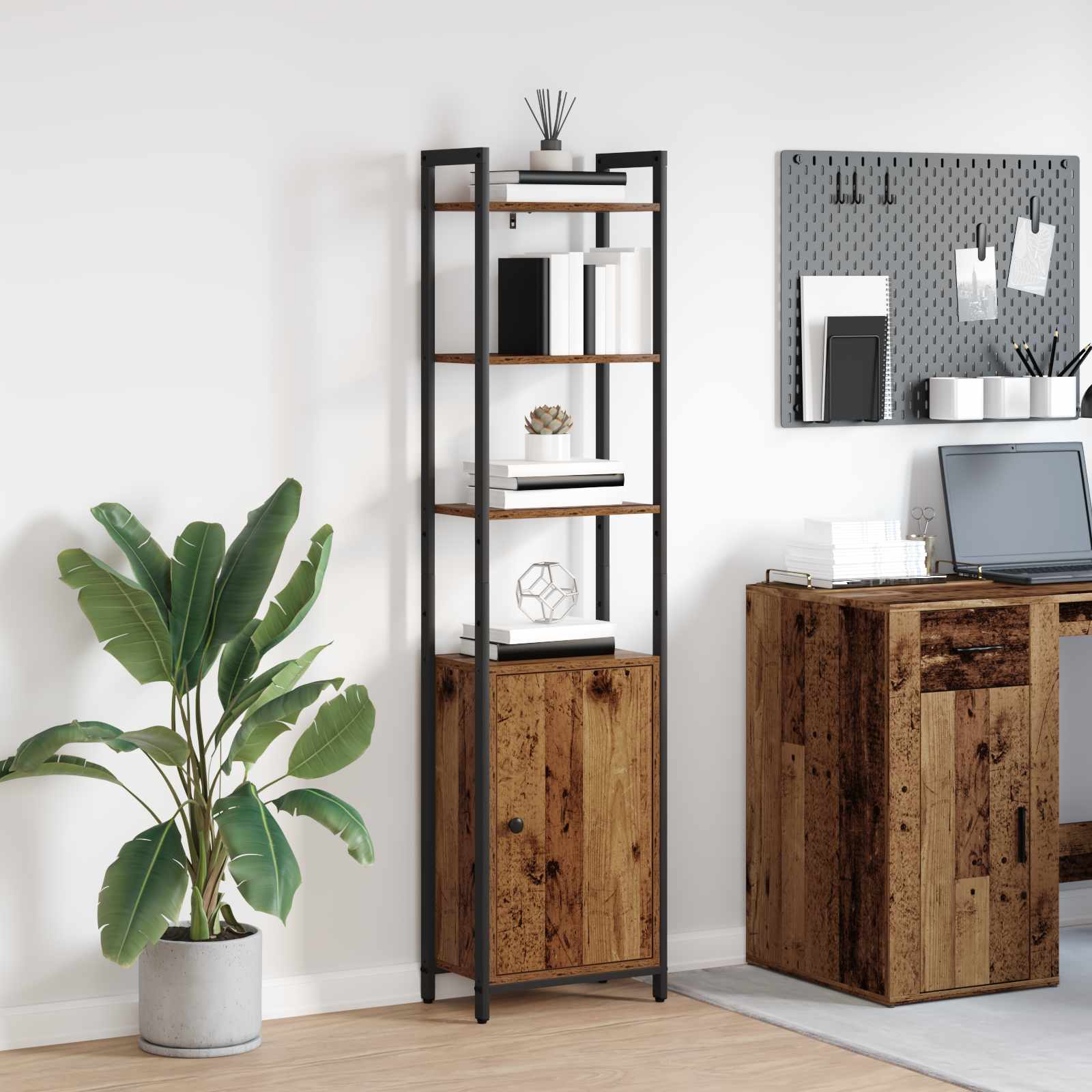 vidaXL Boekenkast Zwart Eiken 40 x 24 x 161 cm Bewerkt hout