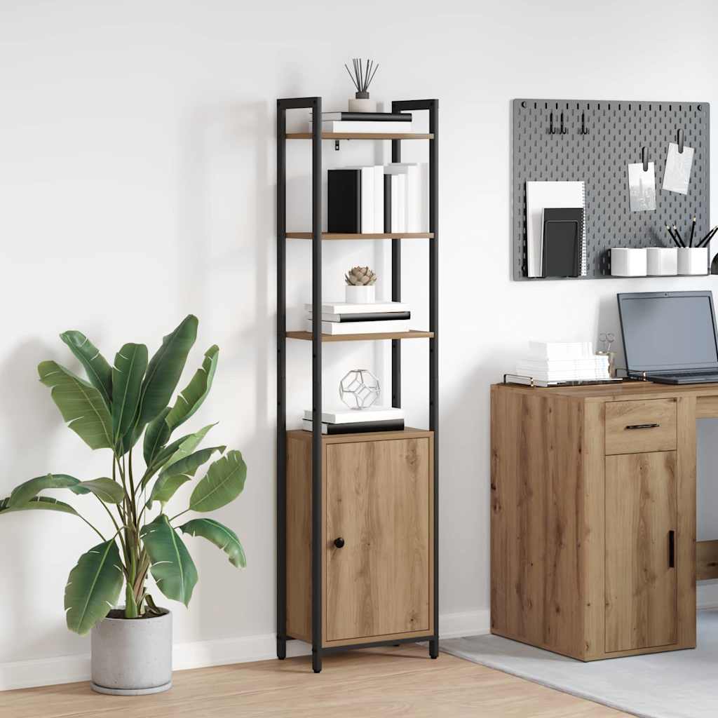 vidaXL Boekenkast Zwart Eiken 40 x 24 x 161 cm Bewerkt hout