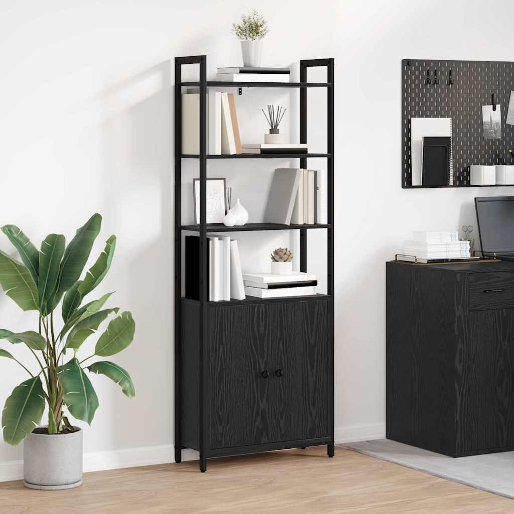 vidaXL Boekenkast Zwart Eiken 40 x 24 x 161 cm Bewerkt hout