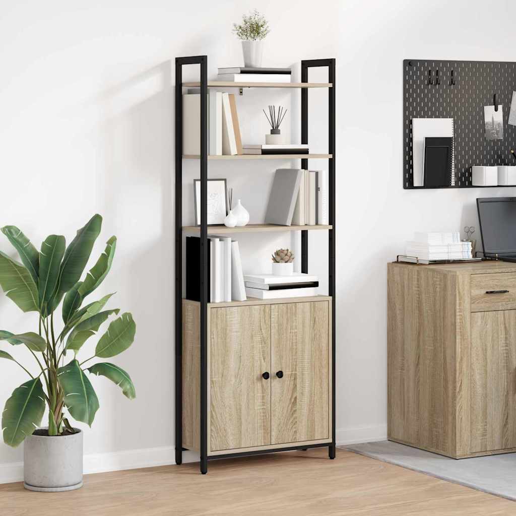 vidaXL Boekenkast Zwart Eiken 40 x 24 x 161 cm Bewerkt hout