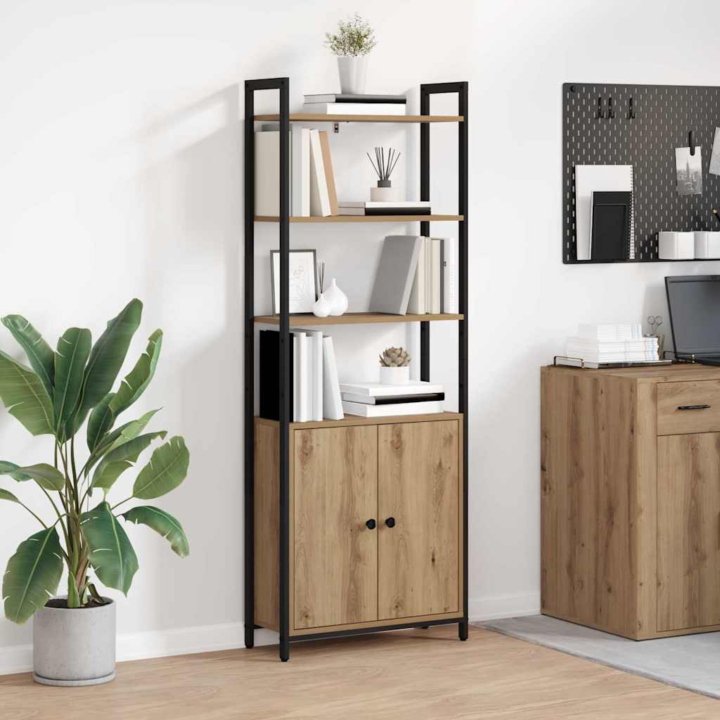 vidaXL Boekenkast Zwart Eiken 40 x 24 x 161 cm Bewerkt hout