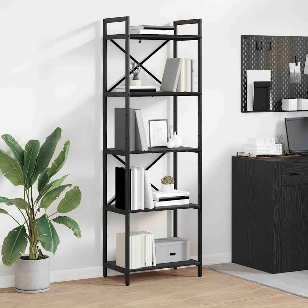 vidaXL Boekenkast Zwart Eiken 56 x 34 x 171 cm Bewerkt hout