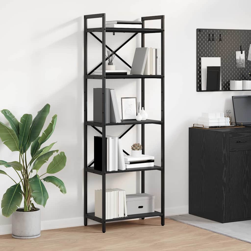 vidaXL Boekenkast Zwart Eiken 56 x 34 x 171 cm Bewerkt hout