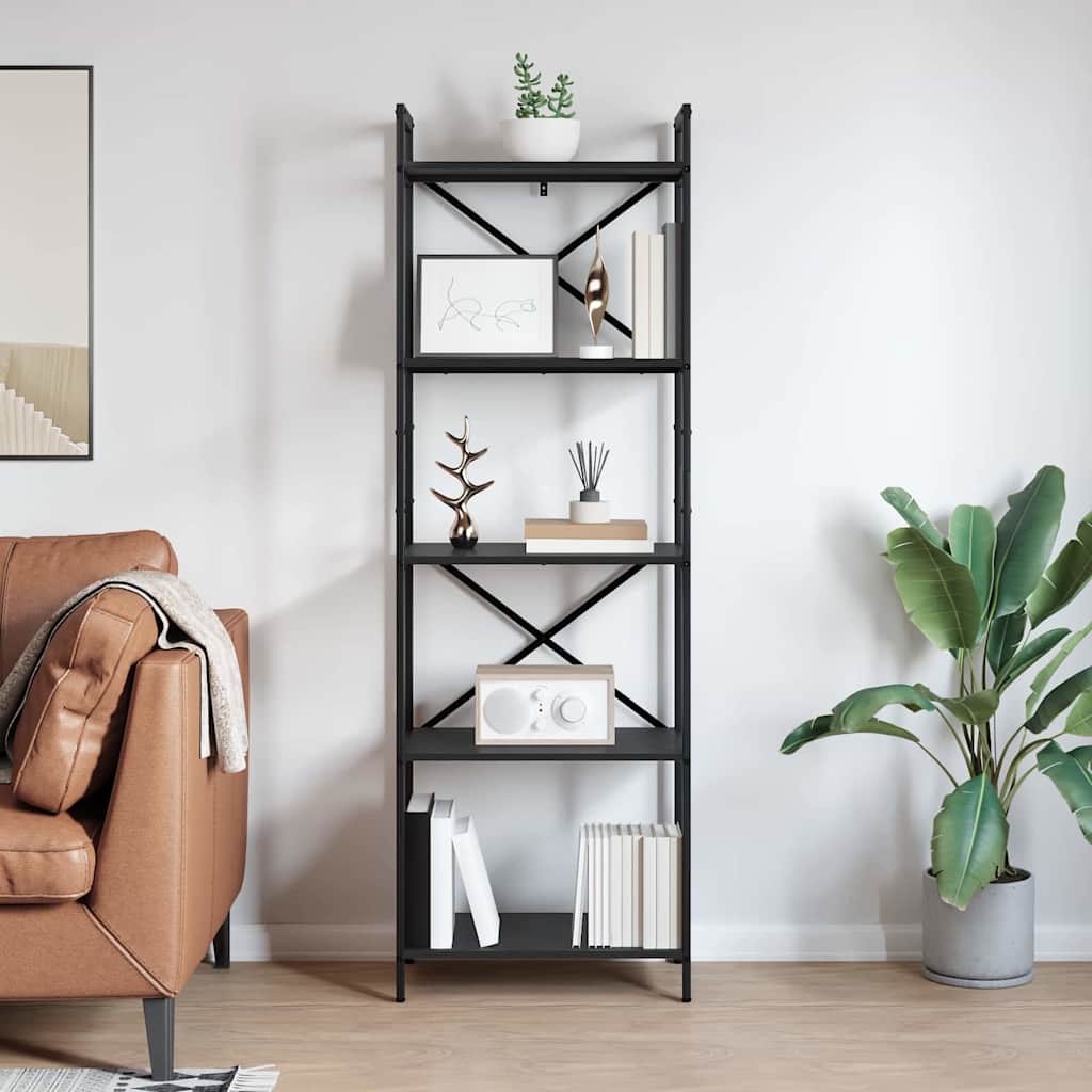 vidaXL Boekenkast Zwart Eiken 56 x 34 x 171 cm Bewerkt hout
