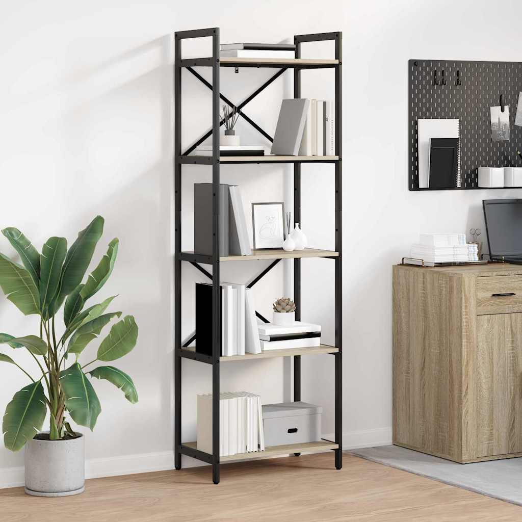 vidaXL Boekenkast Zwart Eiken 56 x 34 x 171 cm Bewerkt hout
