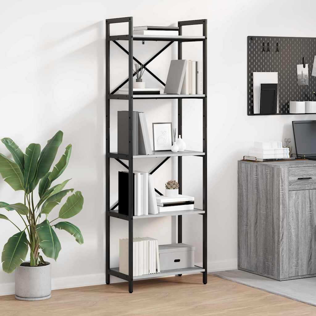 vidaXL Boekenkast Zwart Eiken 56 x 34 x 171 cm Bewerkt hout