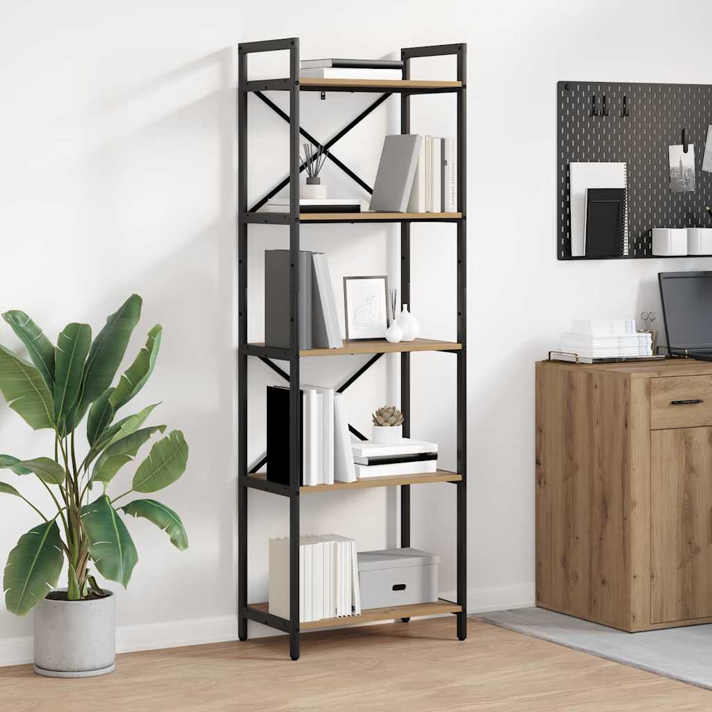 vidaXL Boekenkast Zwart Eiken 56 x 34 x 171 cm Bewerkt hout