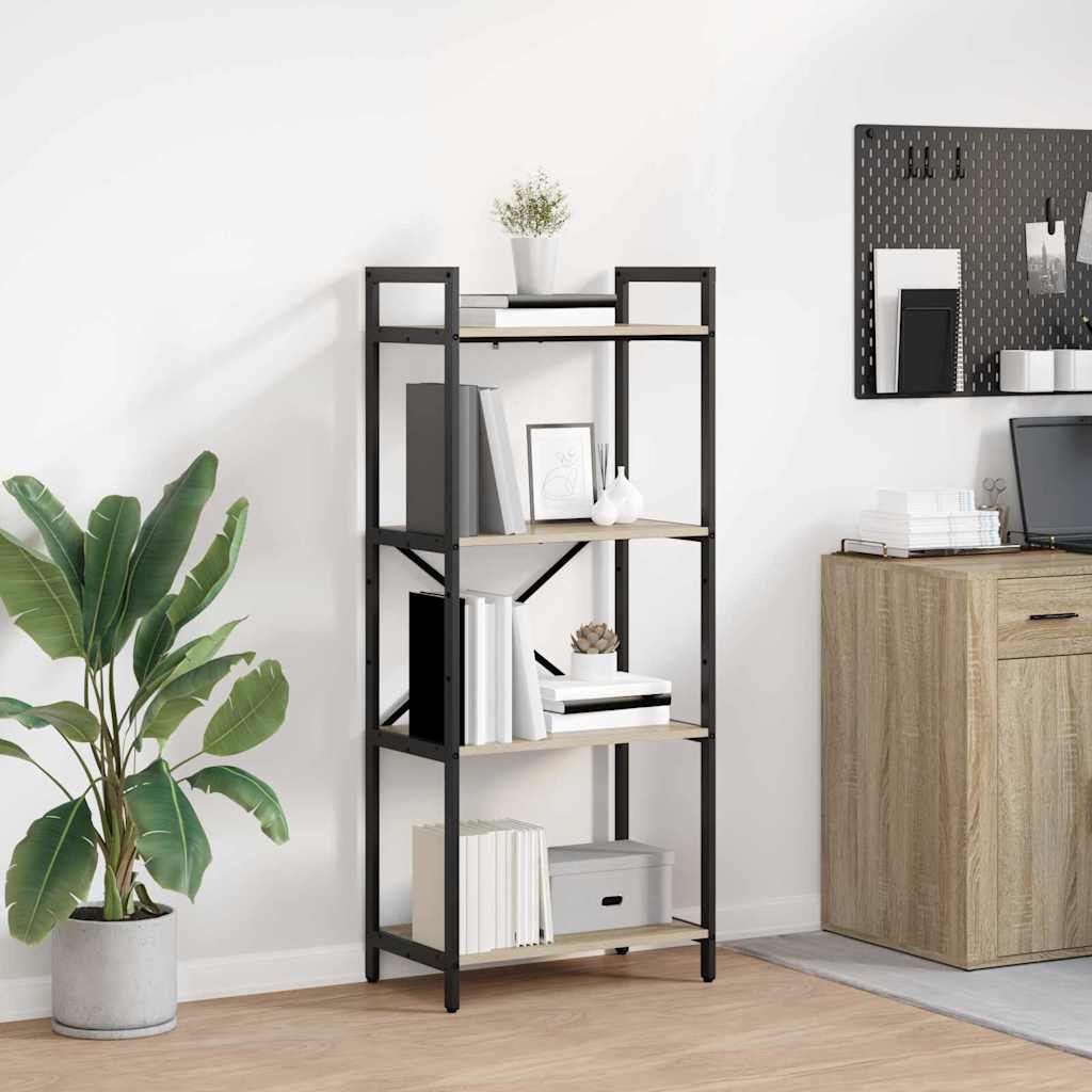 vidaXL Boekenkast Zwart Eiken 56 x 34 x 171 cm Bewerkt hout