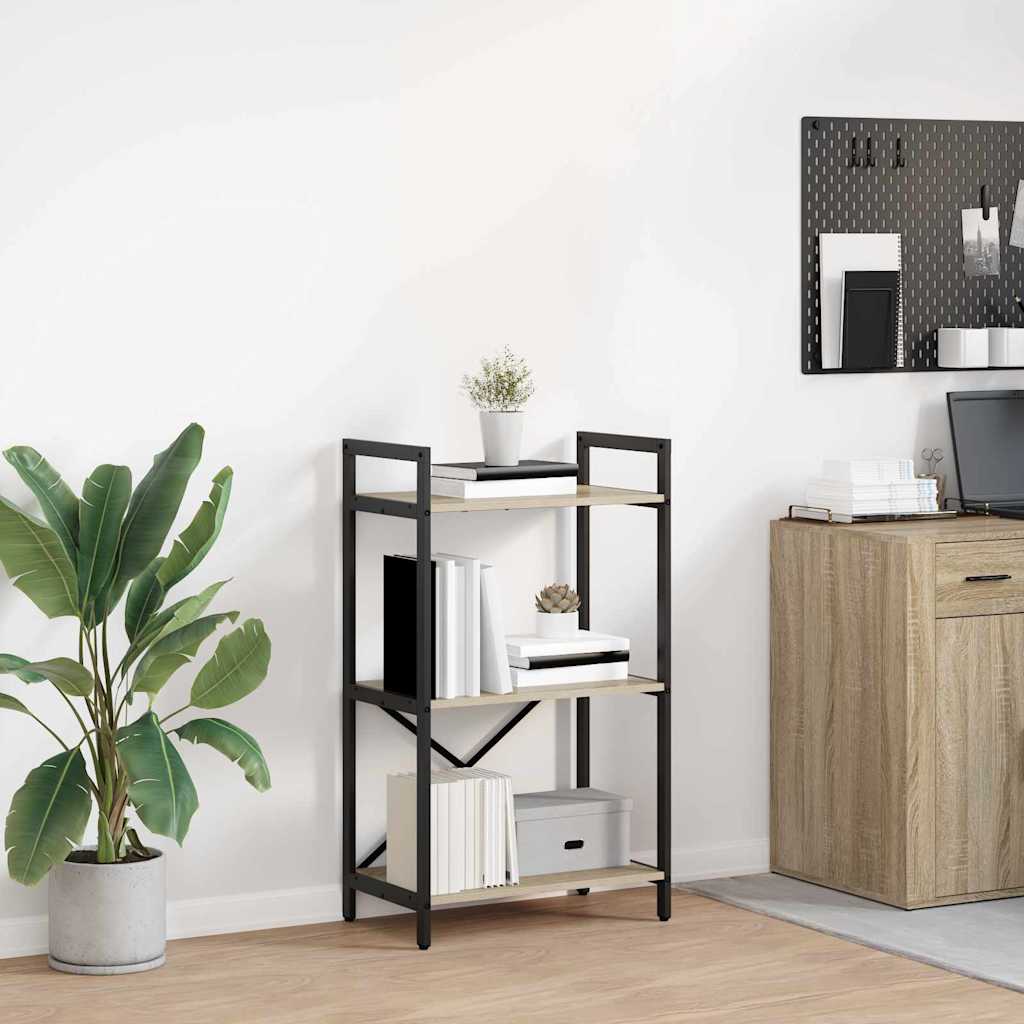 vidaXL Boekenkast Zwart Eiken 56 x 34 x 171 cm Bewerkt hout