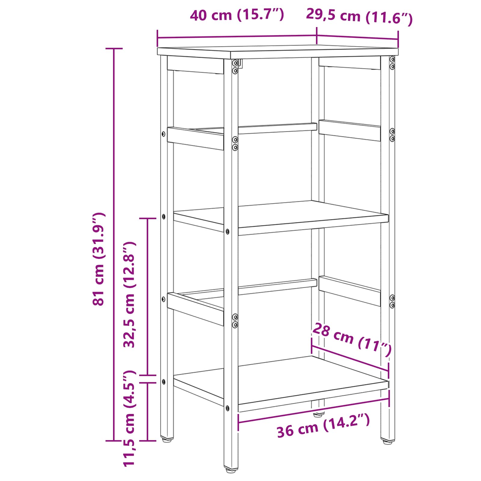 vidaXL Boekenkast Zwart Eiken 40 x 29,5 x 81 cm Bewerkt hout