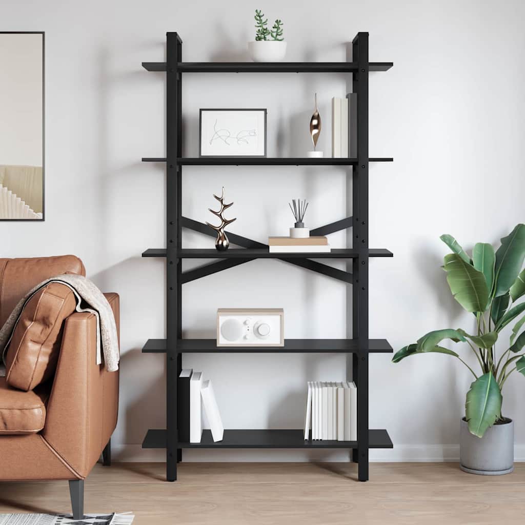 vidaXL Boekenkast Zwart Eiken 100 x 33,5 x 178 cm Bewerkt hout