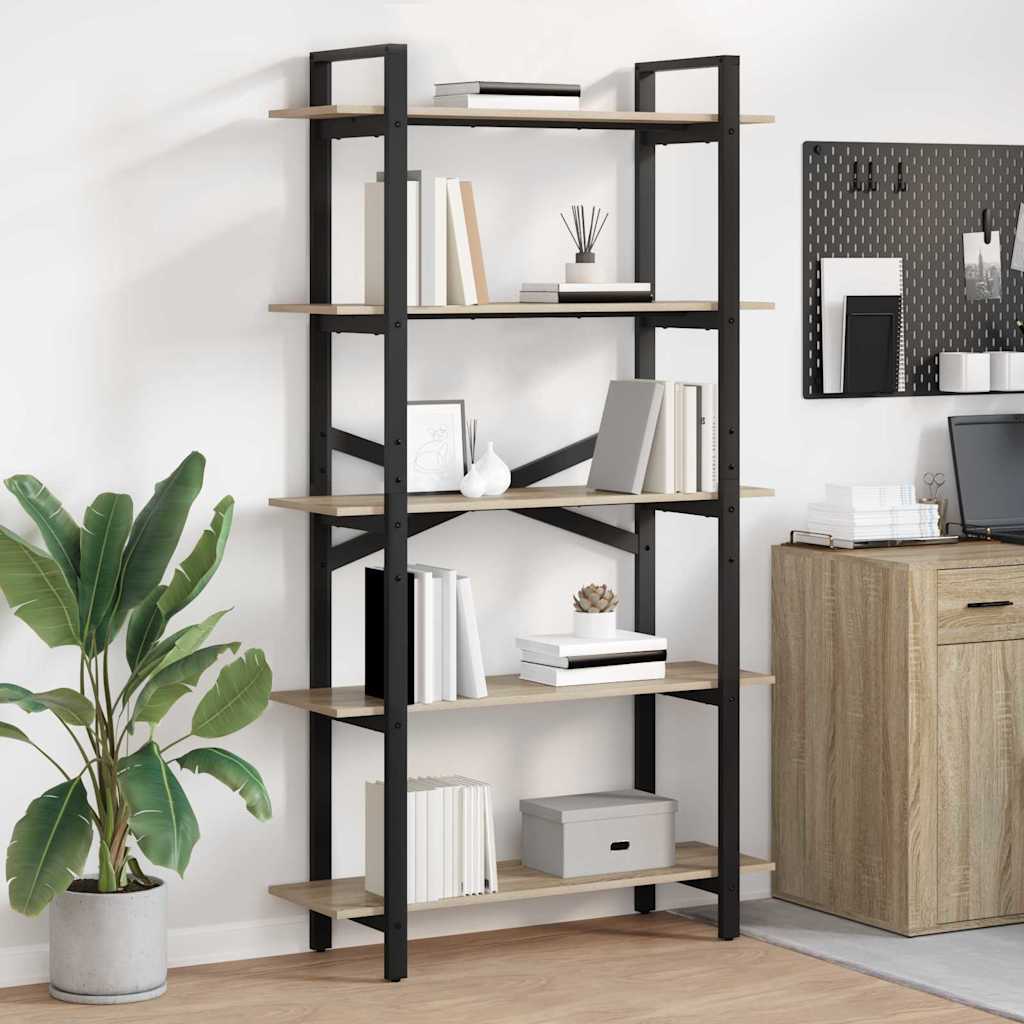 vidaXL Boekenkast Zwart Eiken 100 x 33,5 x 178 cm Bewerkt hout