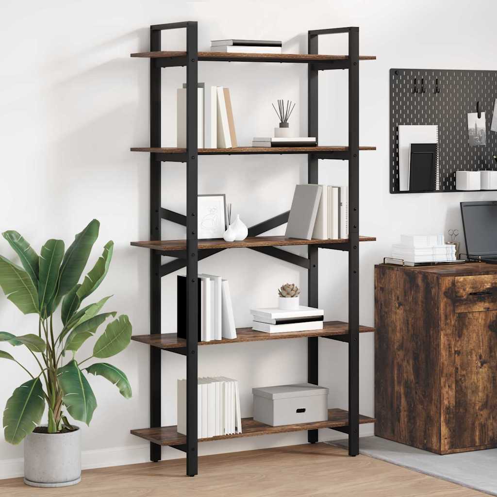 vidaXL Boekenkast Zwart Eiken 100 x 33,5 x 178 cm Bewerkt hout