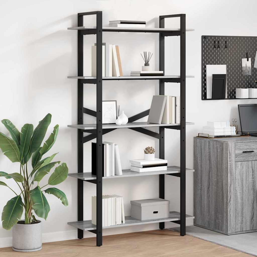 vidaXL Boekenkast Zwart Eiken 100 x 33,5 x 178 cm Bewerkt hout