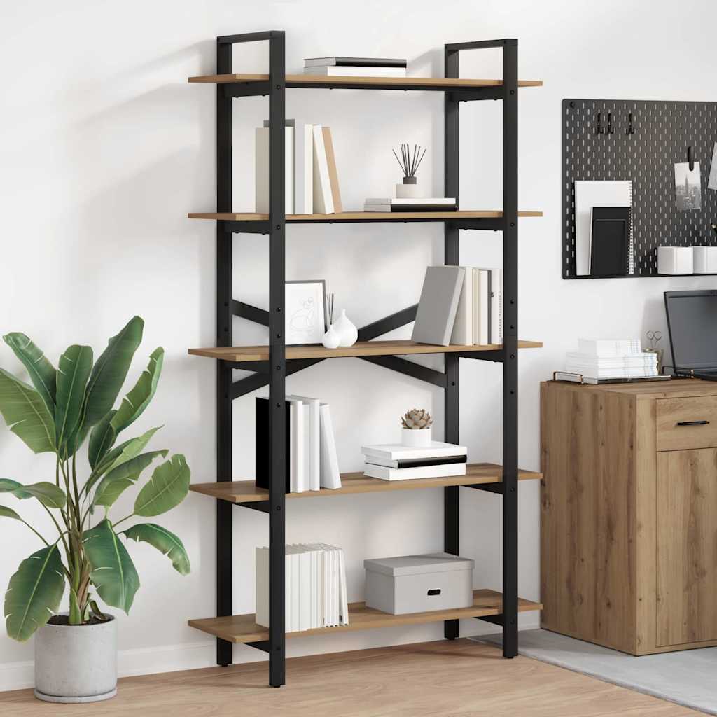 vidaXL Boekenkast Zwart Eiken 100 x 33,5 x 178 cm Bewerkt hout