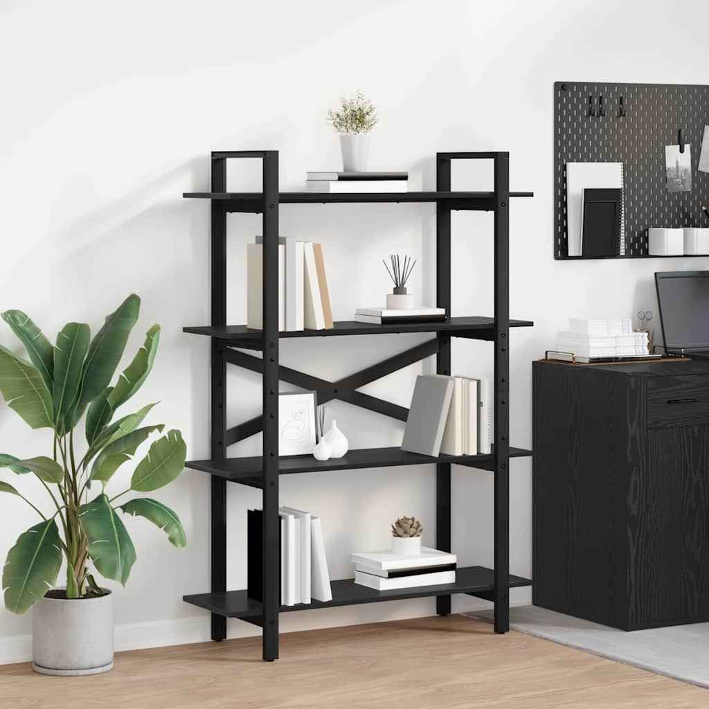 vidaXL Boekenkast Zwart Eiken 100 x 33,5 x 178 cm Bewerkt hout