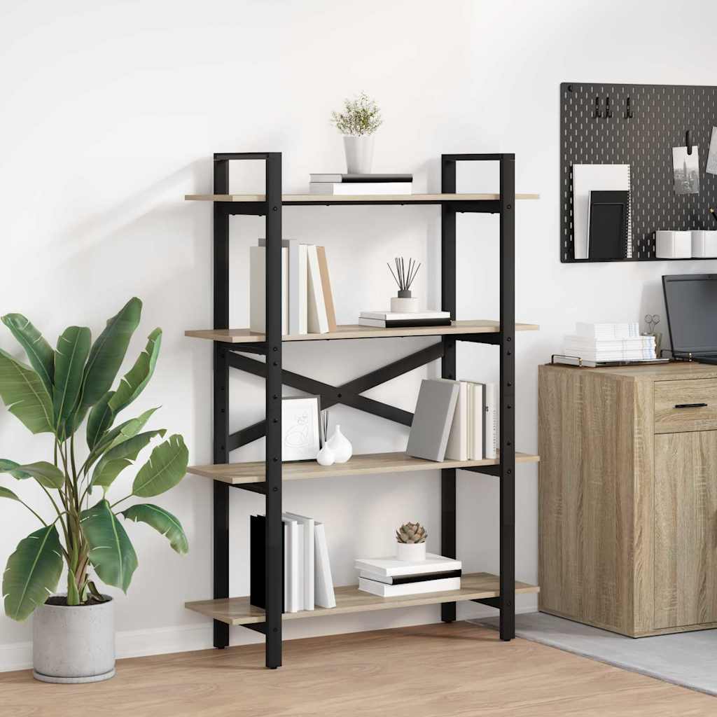 vidaXL Boekenkast Zwart Eiken 100 x 33,5 x 178 cm Bewerkt hout