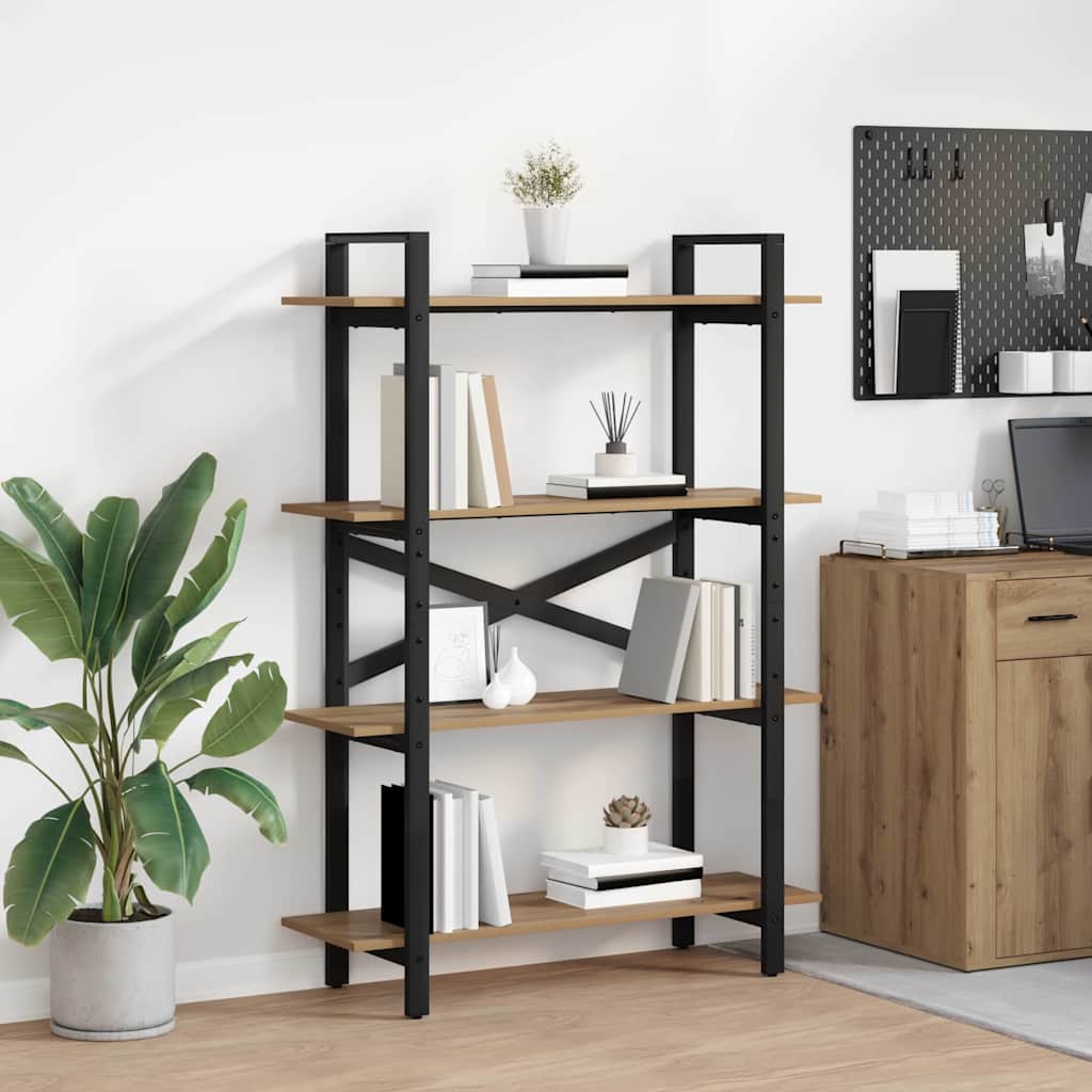vidaXL Boekenkast Zwart Eiken 100 x 33,5 x 178 cm Bewerkt hout