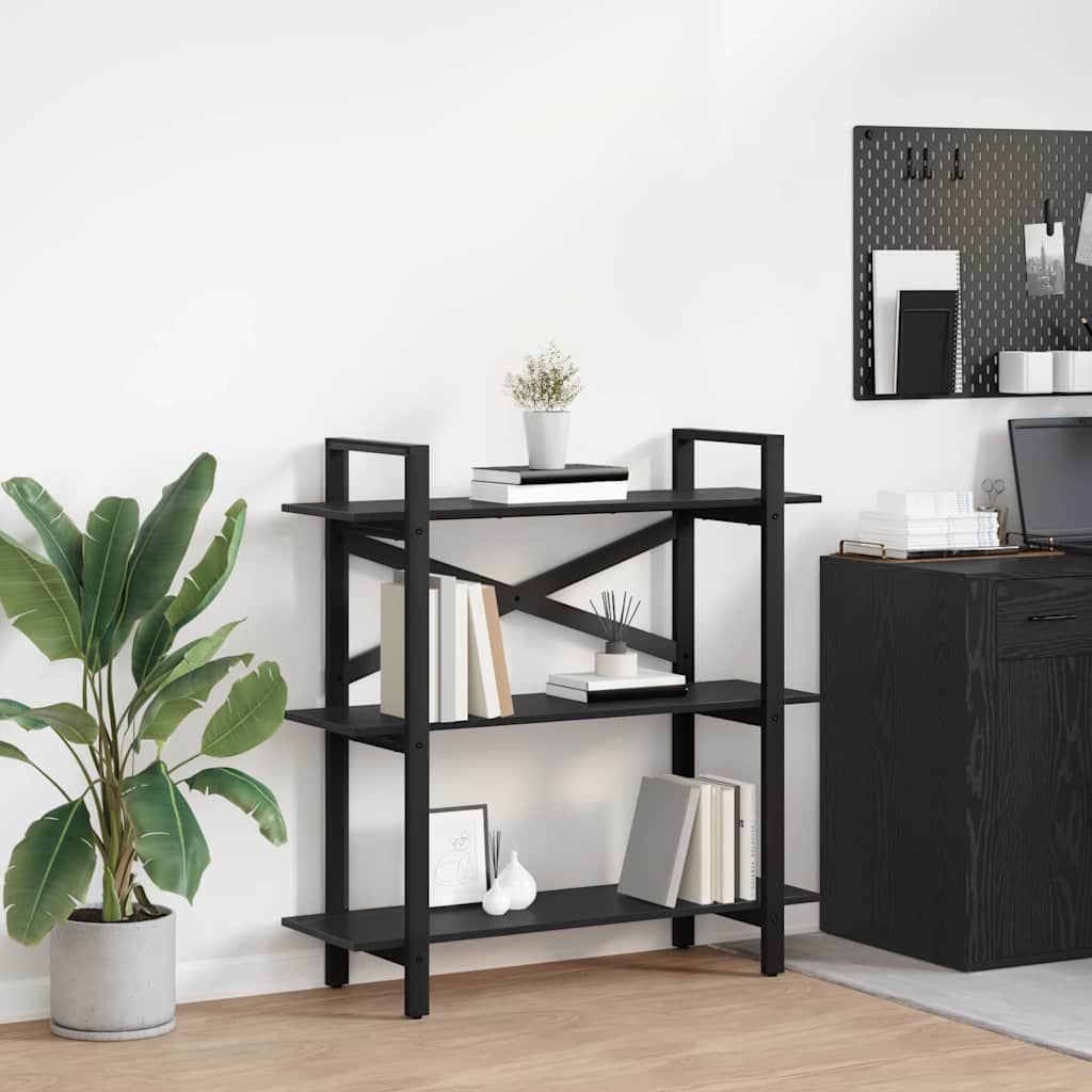 vidaXL Boekenkast Zwart Eiken 100 x 33,5 x 178 cm Bewerkt hout