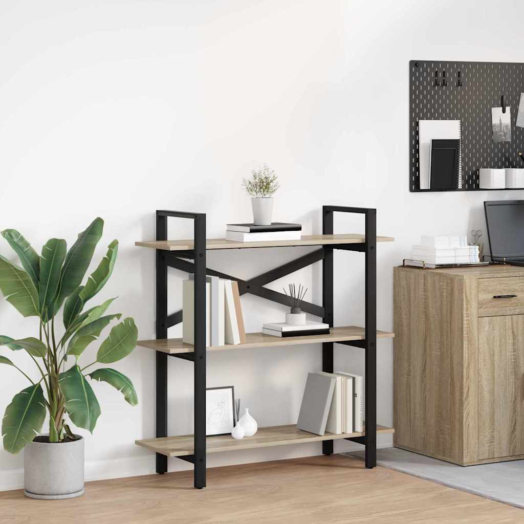 vidaXL Boekenkast Zwart Eiken 100 x 33,5 x 178 cm Bewerkt hout