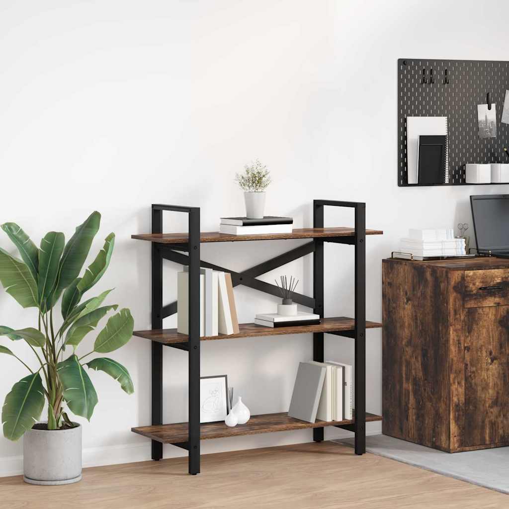 vidaXL Boekenkast Zwart Eiken 100 x 33,5 x 178 cm Bewerkt hout